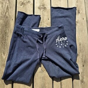 Y2K Aeropostale Aero 87 Womens Navy Blue Fit & Flare Sweat Pants Stretch size M
